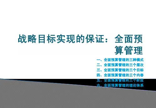 全面预算管理体系的建立