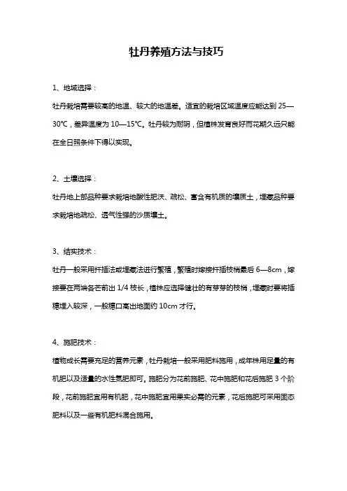 牡丹养殖方法与技巧
