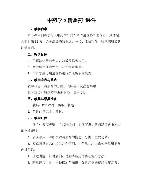 中药学2清热药课件