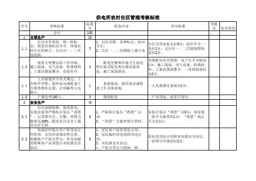 供电所农村台区管理考核标准