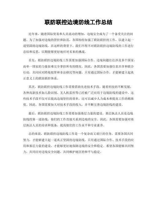 联防联控边境防线工作总结
