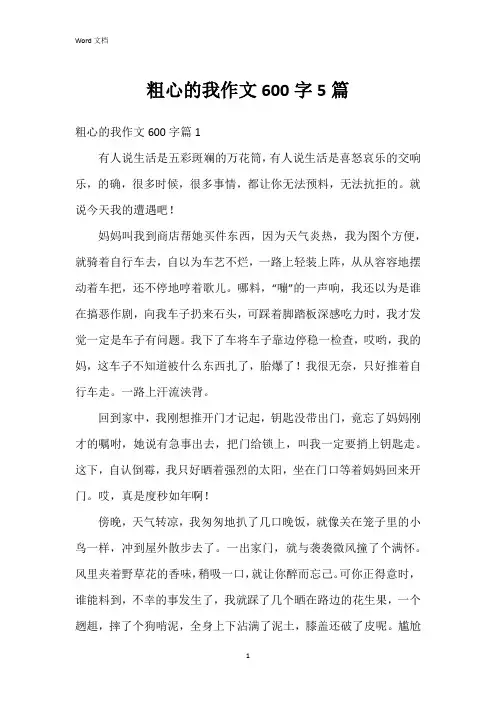 粗心的我作文600字5篇