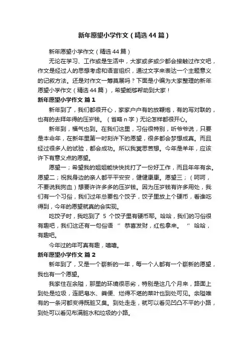 新年愿望小学作文（精选44篇）