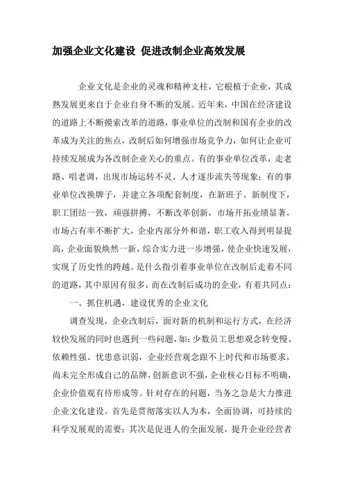 加强企业文化建设-促进改制企业高效发展-2019年文档