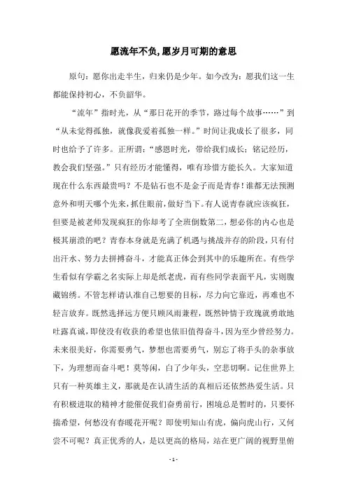 愿流年不负,愿岁月可期的意思