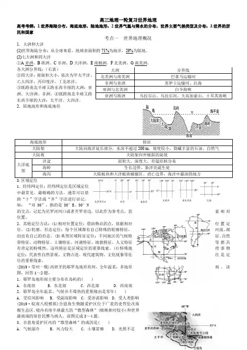 高三地理一轮复习世界地理专题讲义(打印版)