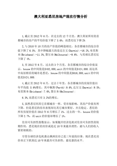 澳大利亚悉尼房地产现在行情分析
