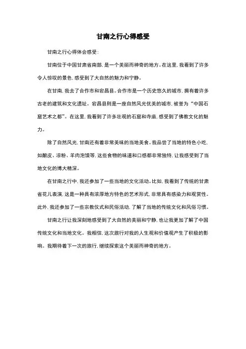 甘南之行心得感受