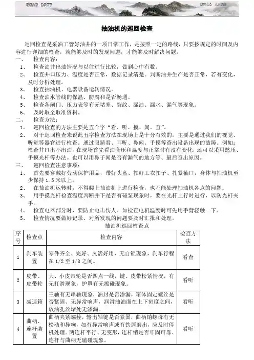抽油机的巡回检查