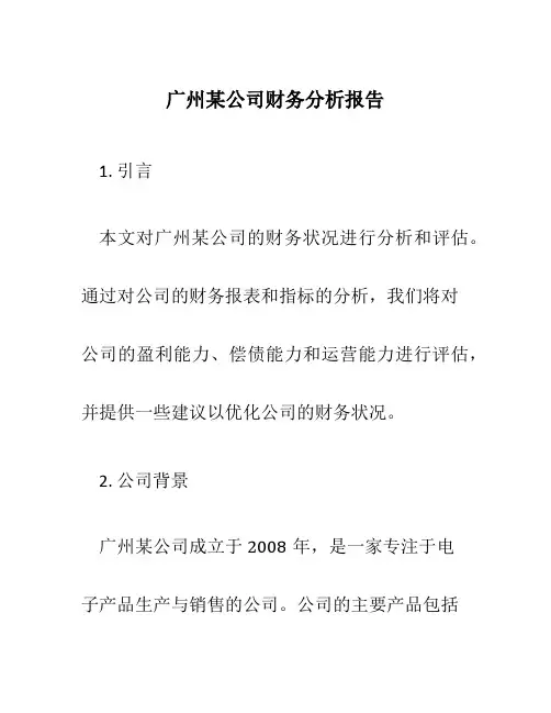 广州某公司财务分析报告