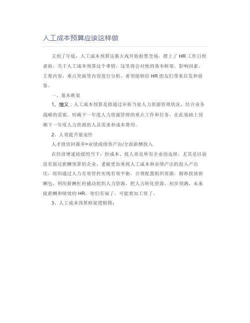 人工成本预算应该这样做