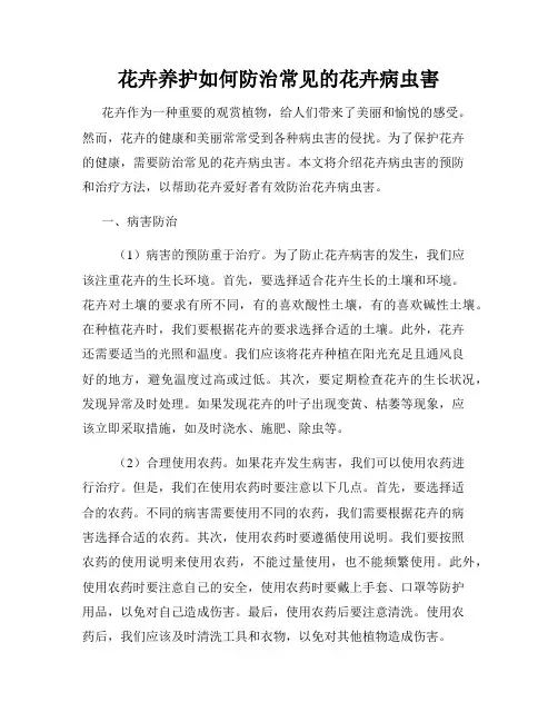 花卉养护如何防治常见的花卉病虫害