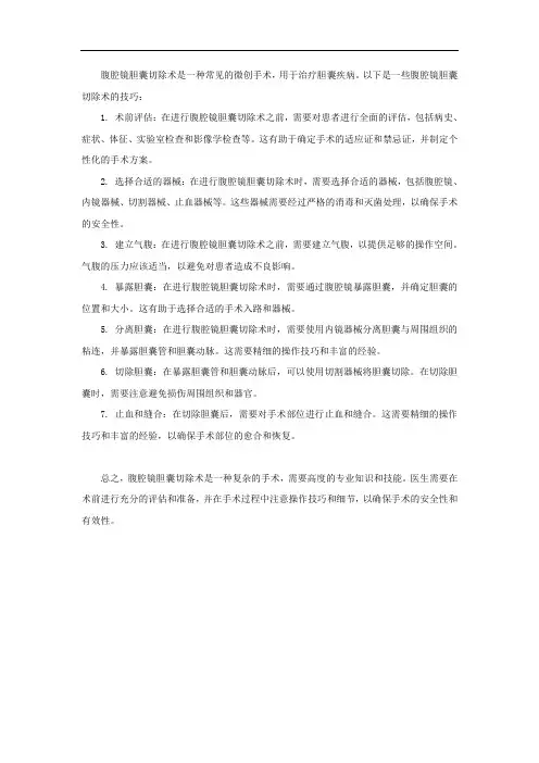 腹腔镜胆囊切除术 技巧