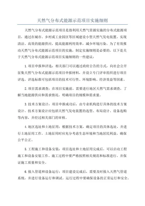 天然气分布式能源示范项目实施细则