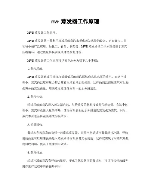mvr蒸发器工作原理