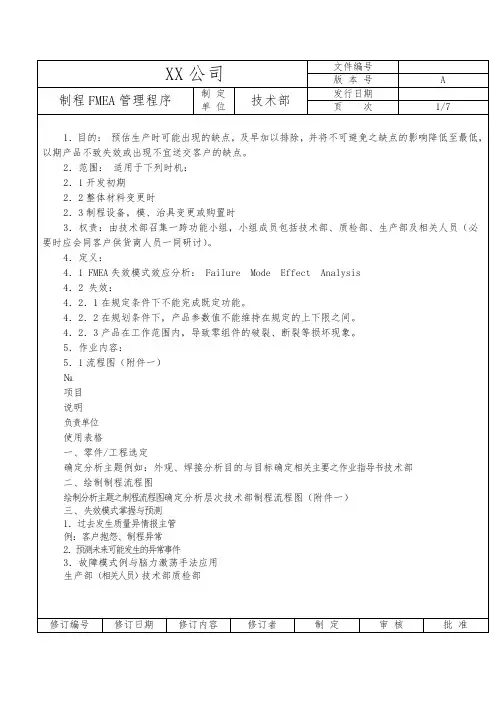 某公司制成fema管理程序文件
