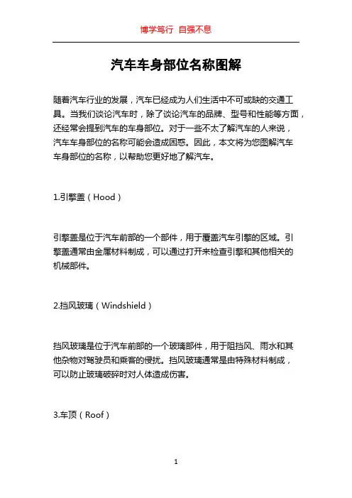 汽车车身部位名称图解