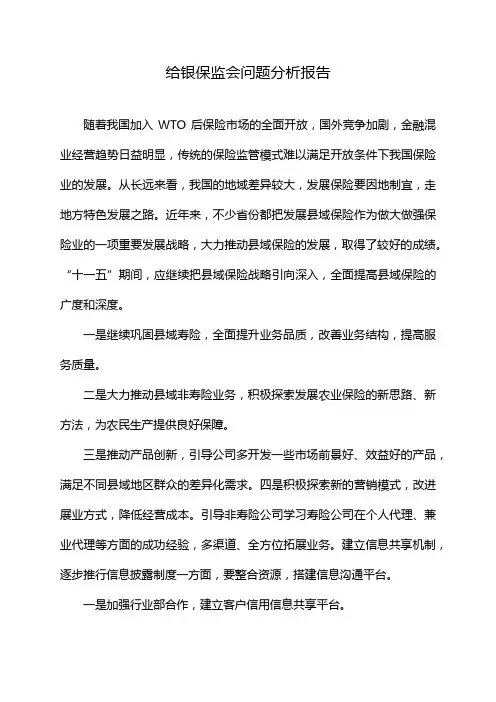 给银保监会问题分析报告