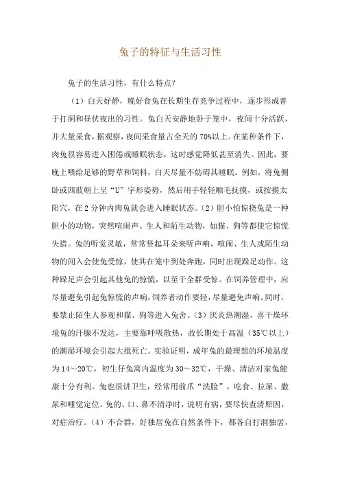 兔子的特征与生活习性