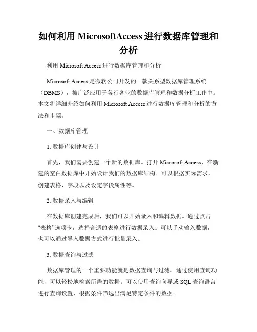 如何利用MicrosoftAccess进行数据库管理和分析