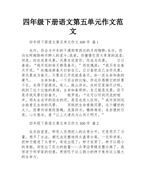 四年级下册语文第五单元作文范文