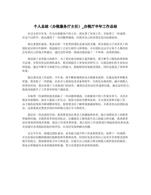 个人总结(办税服务厅主任)_办税厅半年工作总结