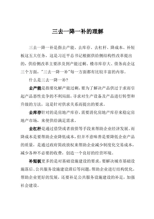 三去一降一补的理解