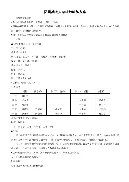 2014防震减灾应急疏散演练方案