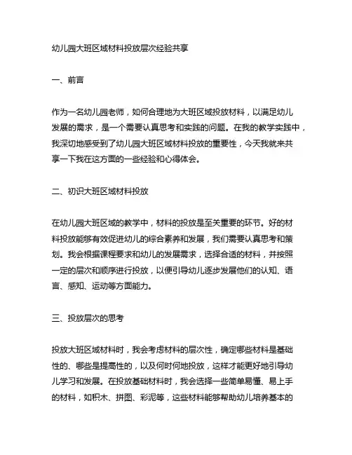 幼儿园大班区域材料投放层次经验分享