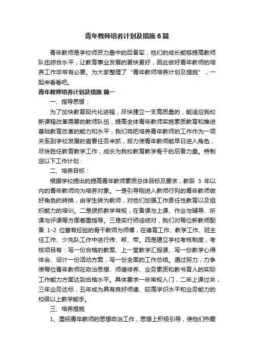 青年教师培养计划及措施6篇