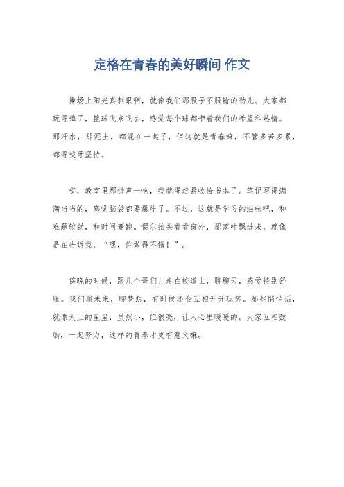 定格在青春的美好瞬间 作文