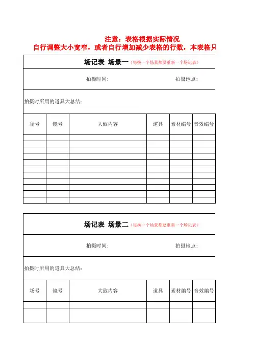 场记表格式