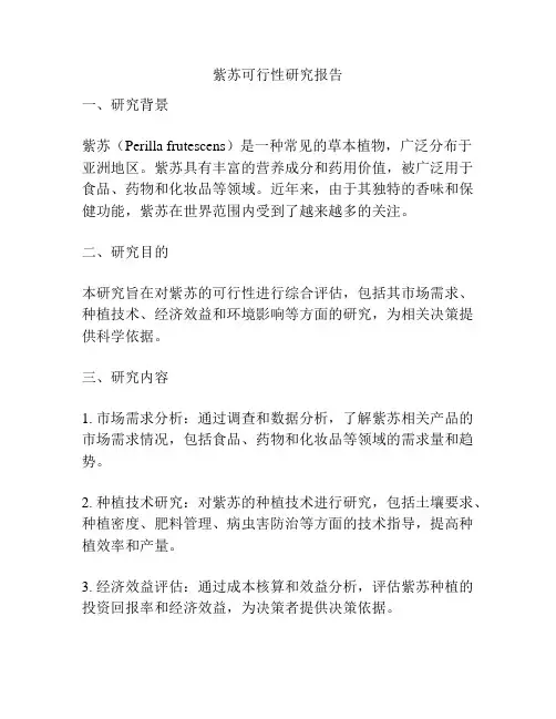 紫苏可行性研究报告