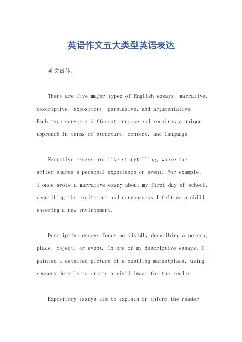 英语作文五大类型英语表达