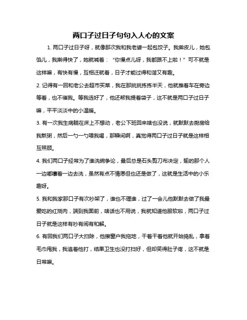 两口子过日子句句入人心的文案