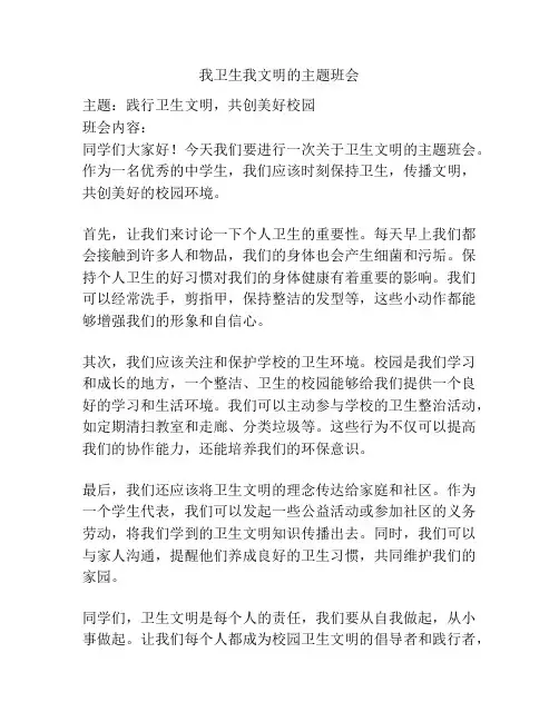 我卫生我文明的主题班会