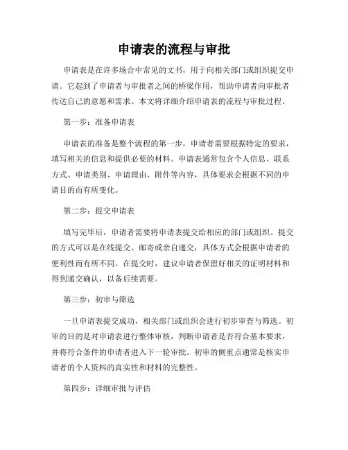 申请表的流程与审批