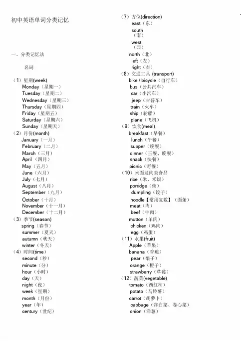 初中英语单词分类大全(打印版)课件.doc