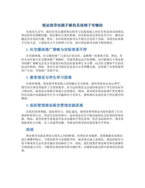 理论指导实践不够的具体例子有哪些