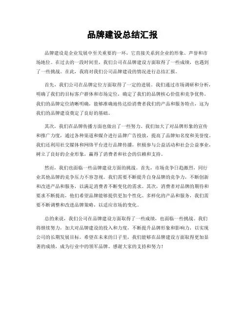 品牌建设总结汇报