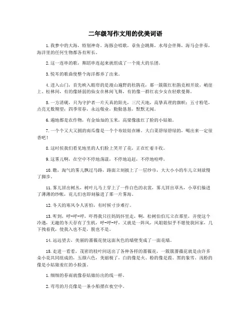 二年级写作文用的优美词语