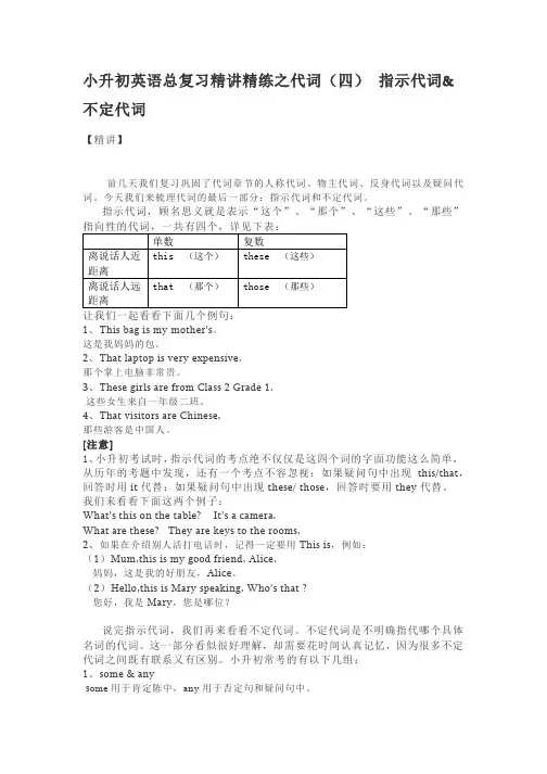 小升初英语讲解代词：指示代词