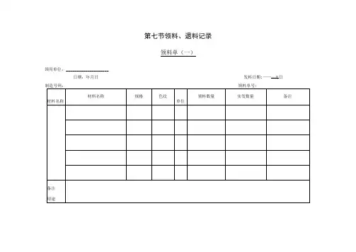 领料单参考范本