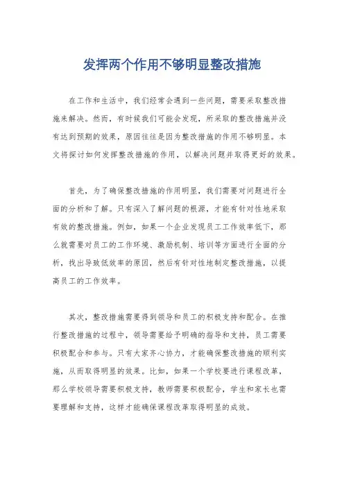 发挥两个作用不够明显整改措施