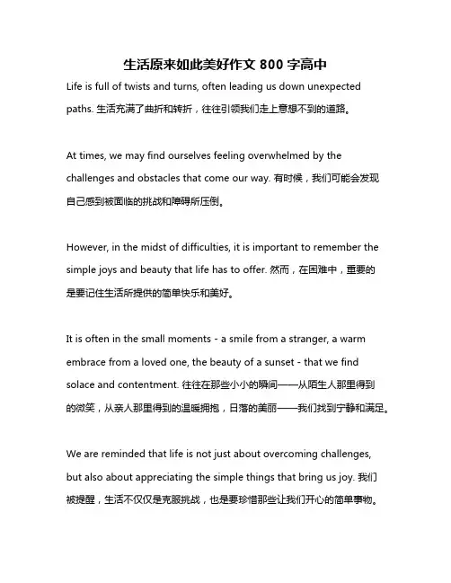 生活原来如此美好作文800字高中