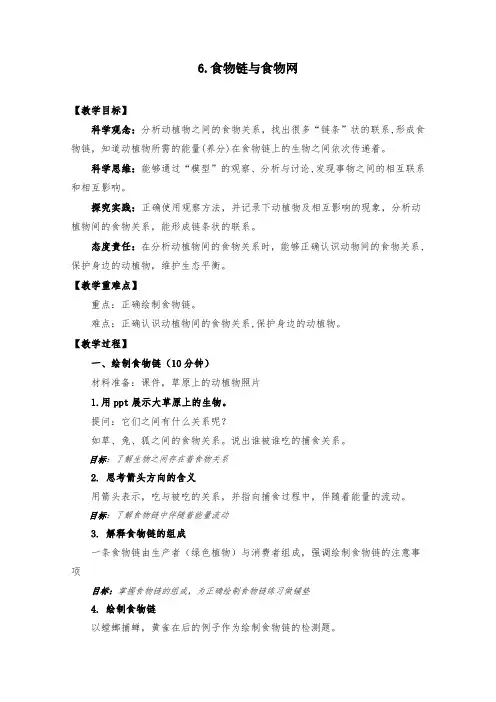 小学科学：五下科学《食物链与食物网》教学设计