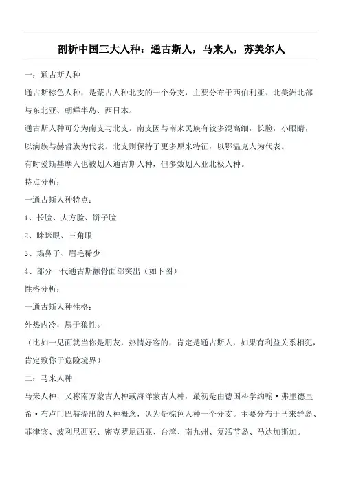 剖析中国三大人种：通古斯人,马来人,苏美尔人