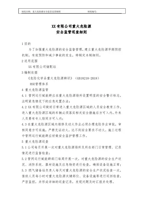 重大危险源安全监管巡查细则 