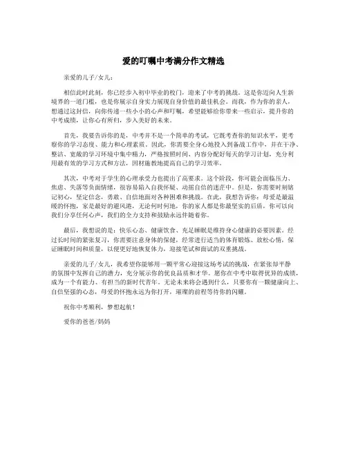 爱的叮嘱中考满分作文精选