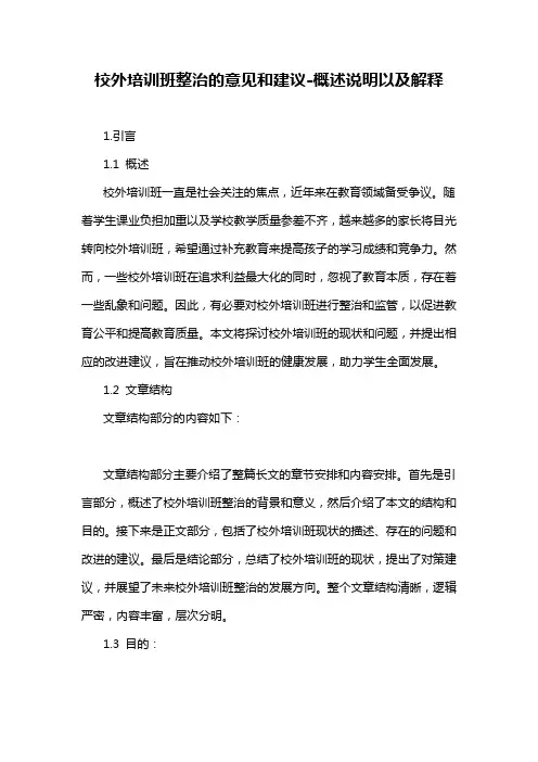 校外培训班整治的意见和建议-概述说明以及解释